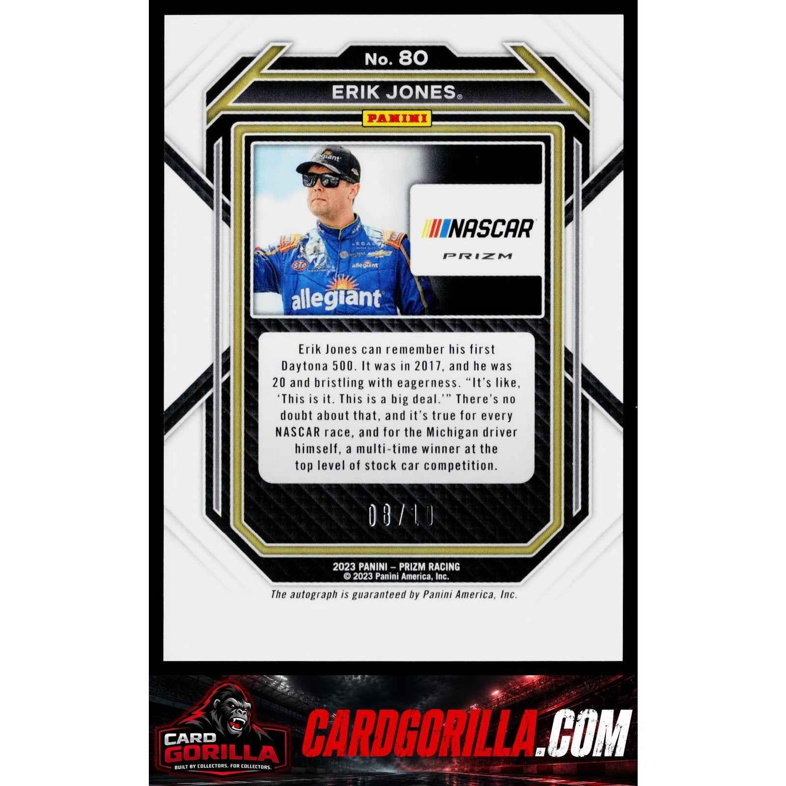 2023 Panini Prizm #80 Erik Jones Gold Prizm Signatures #/10