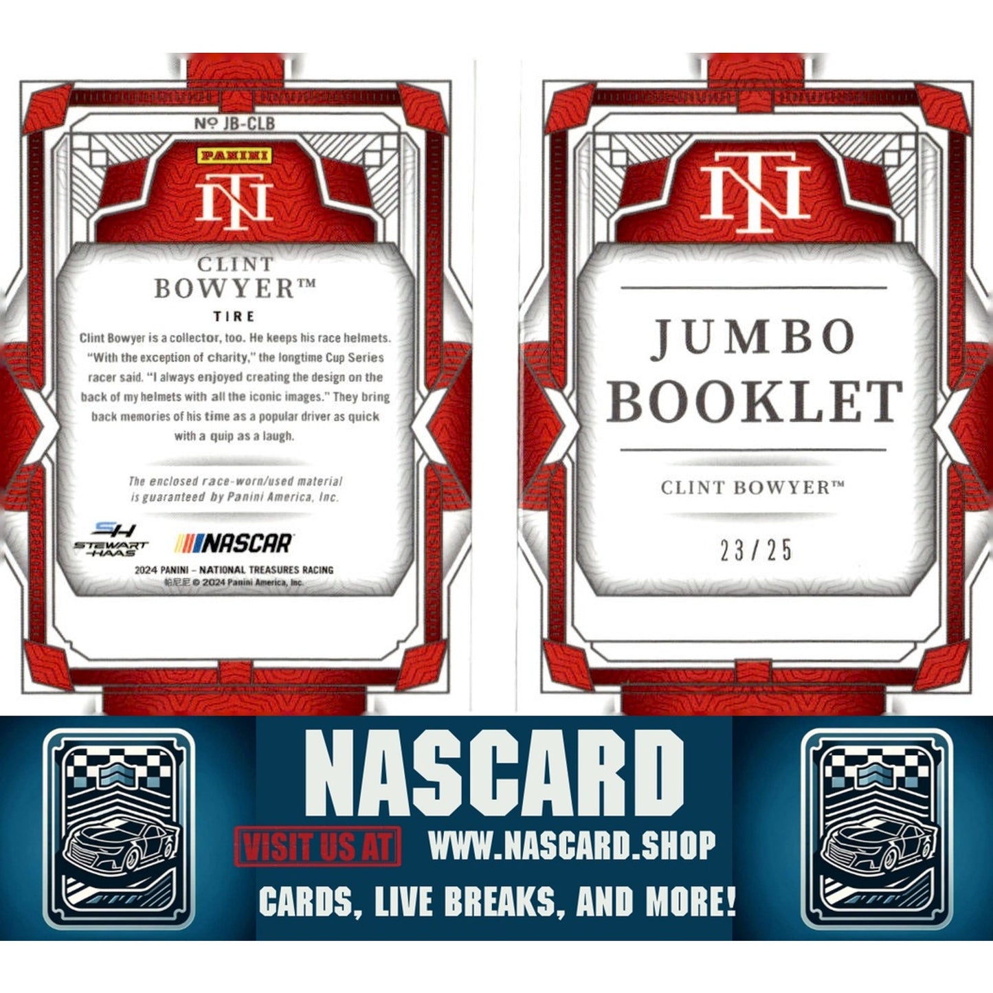 2024 Panini National Treasures #JB-CLB Clint Bowyer Jumbo Booklet Tire - NASCARD.shop