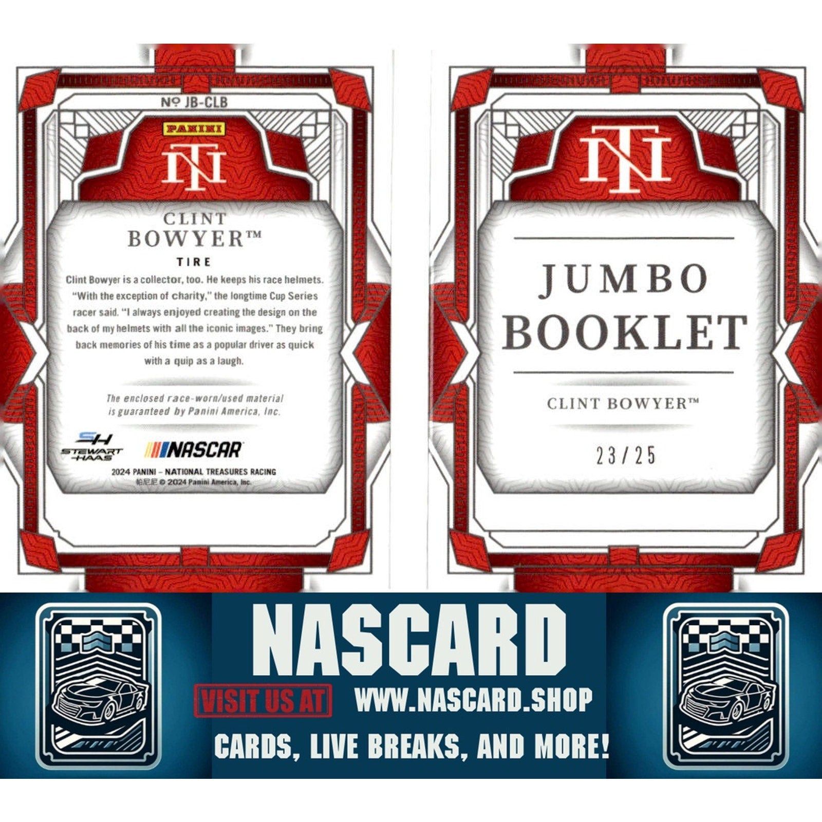 2024 Panini National Treasures #JB-CLB Clint Bowyer Jumbo Booklet Tire - NASCARD.shop