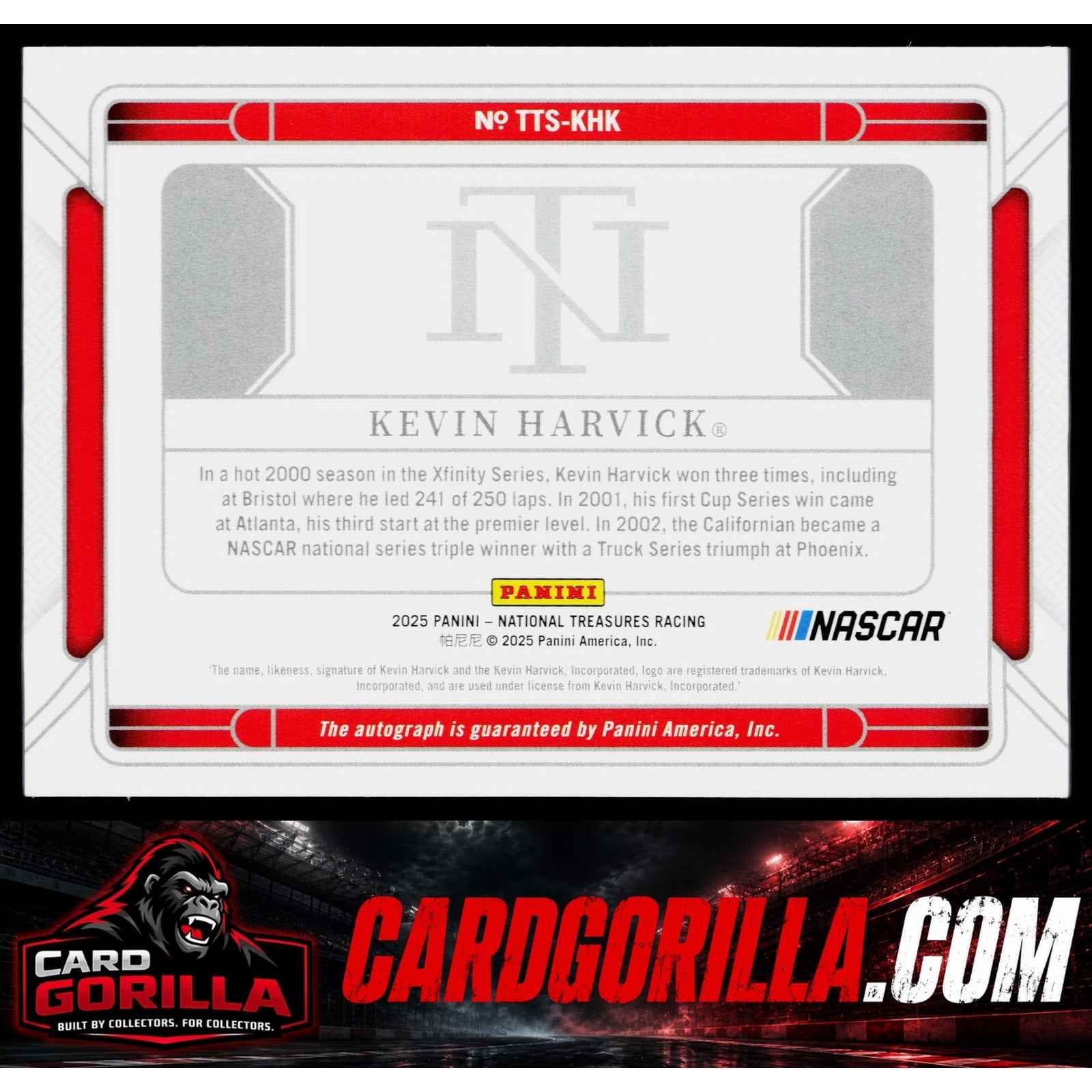 2025 National Treasures Kevin Harvick Triple Threat Signers Holo Silver #/25