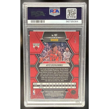 2022-23 Panini Mosaic Ayo Dosunmu #197 Purple 5/99 Bulls PSA 9