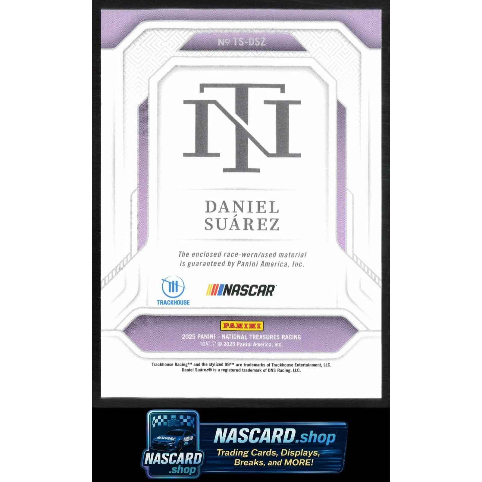 2025 Panini National Treasures #TS-DSZ Daniel Suarez Treasured Swatches #/75