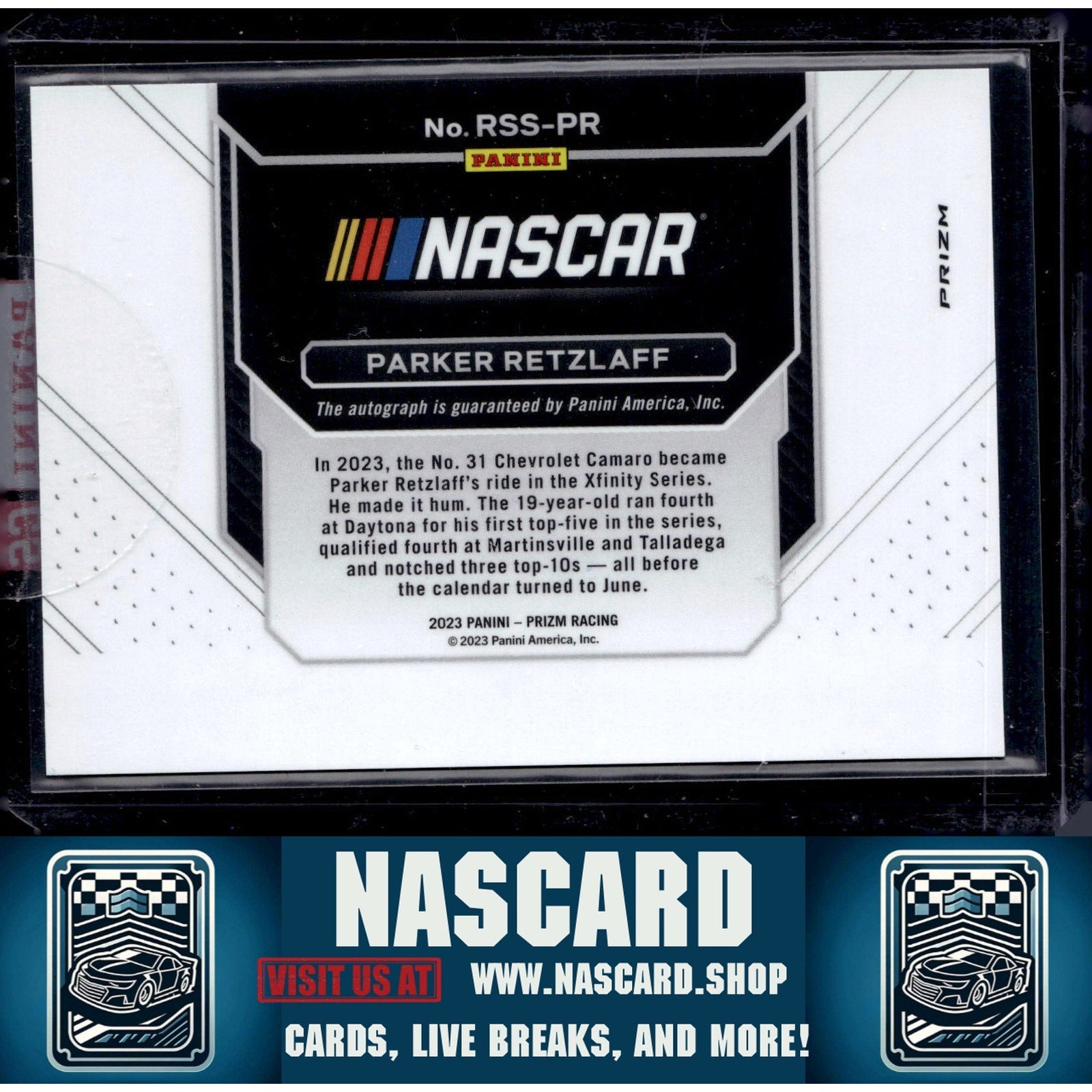 2023 Panini Prizm #RSS-PR Parker Retzlaff Rookie Stripes Signatures Prizm - NASCARD.shop