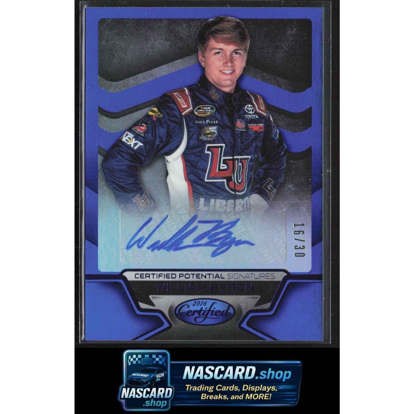 2016 Certified William Byron Certified Potential Signatures Mirror Blue #/30 RC