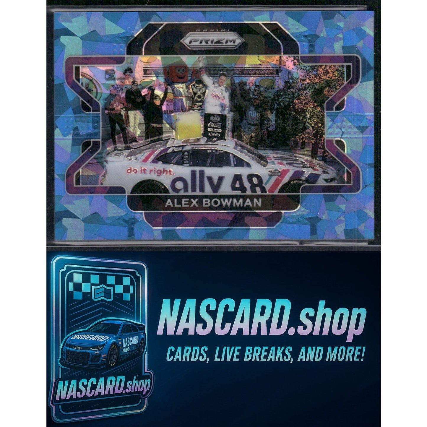 2022 Panini Prizm #98 Alex Bowman Carolina Blue Cracked Ice #/25 - Card Gorilla