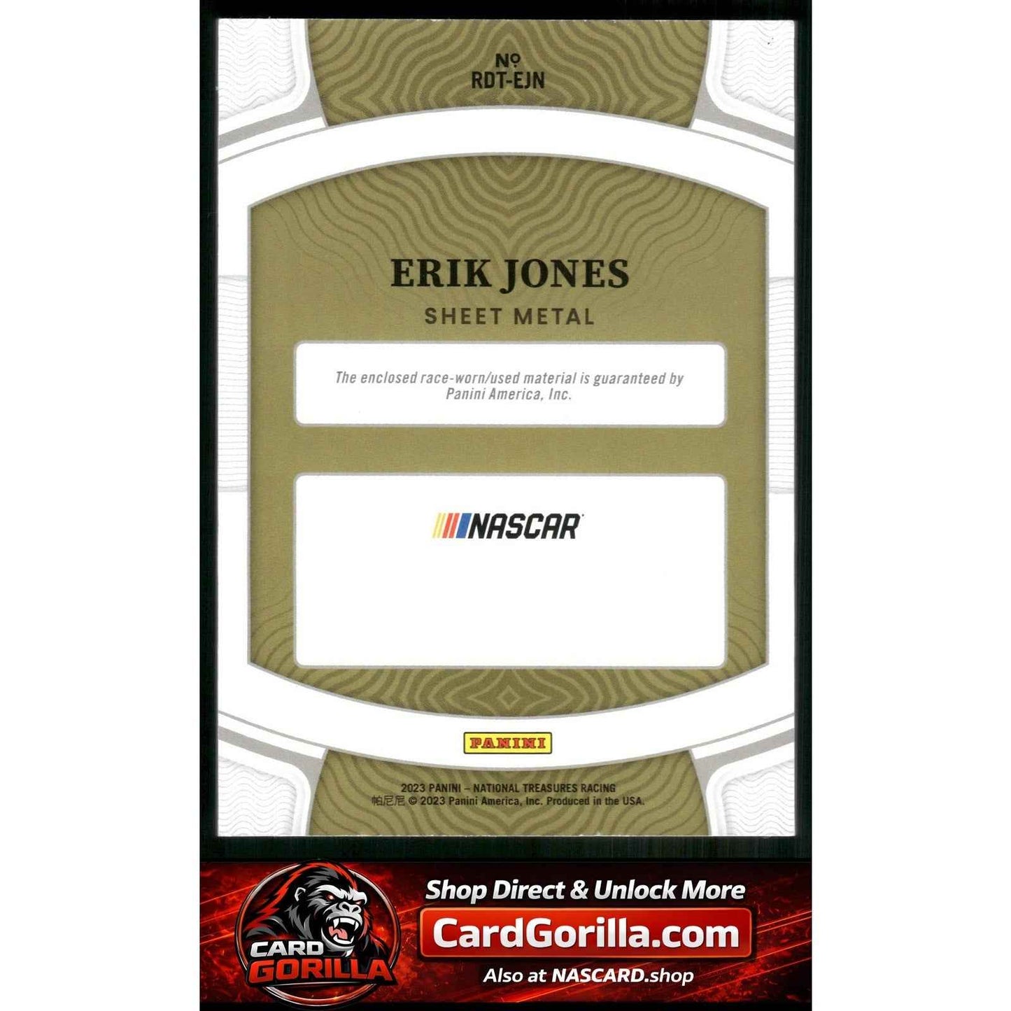 2023 National Treasures Erik Jones Race Day Treasures Platinum Blue 1/1