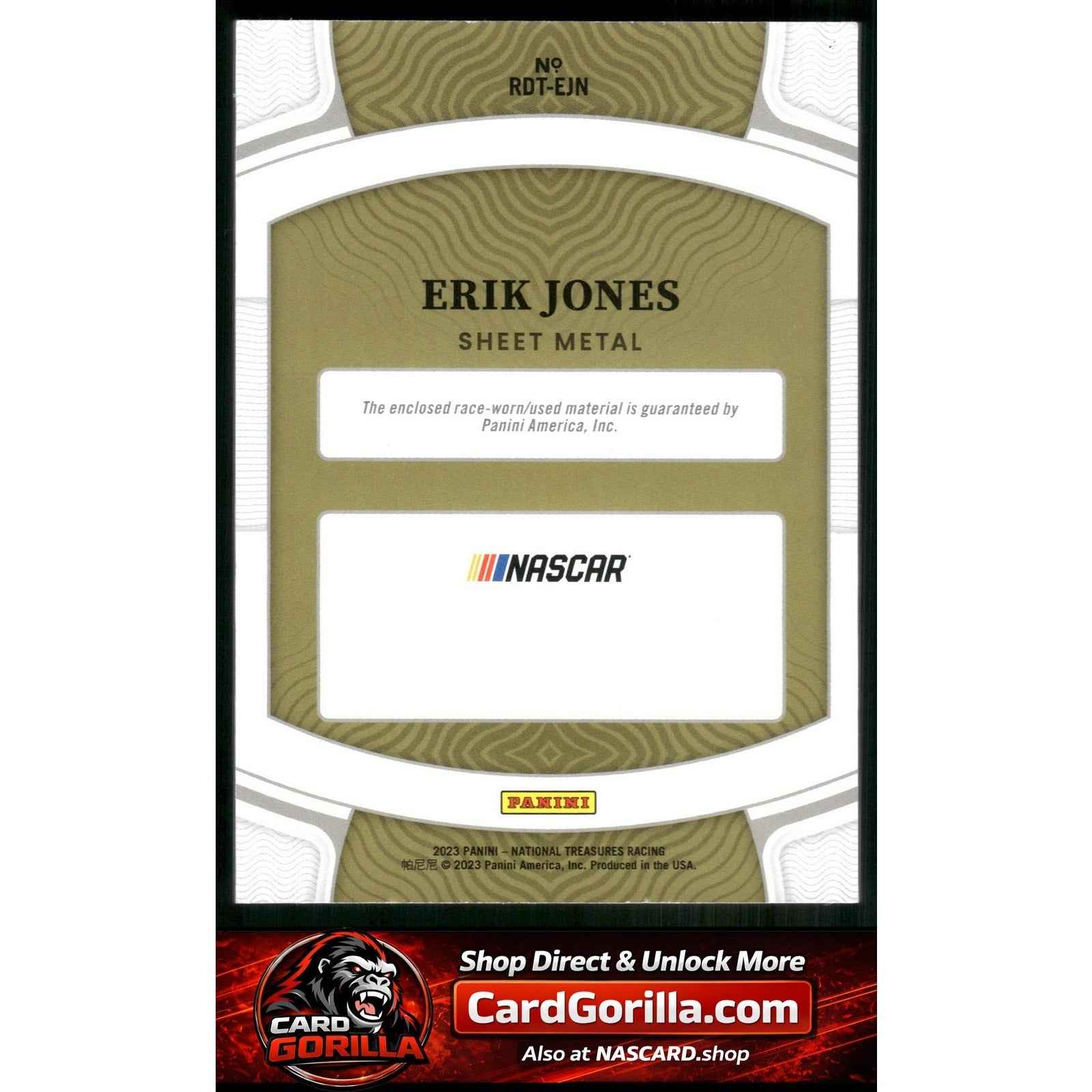 2023 National Treasures Erik Jones Race Day Treasures Platinum Blue 1/1