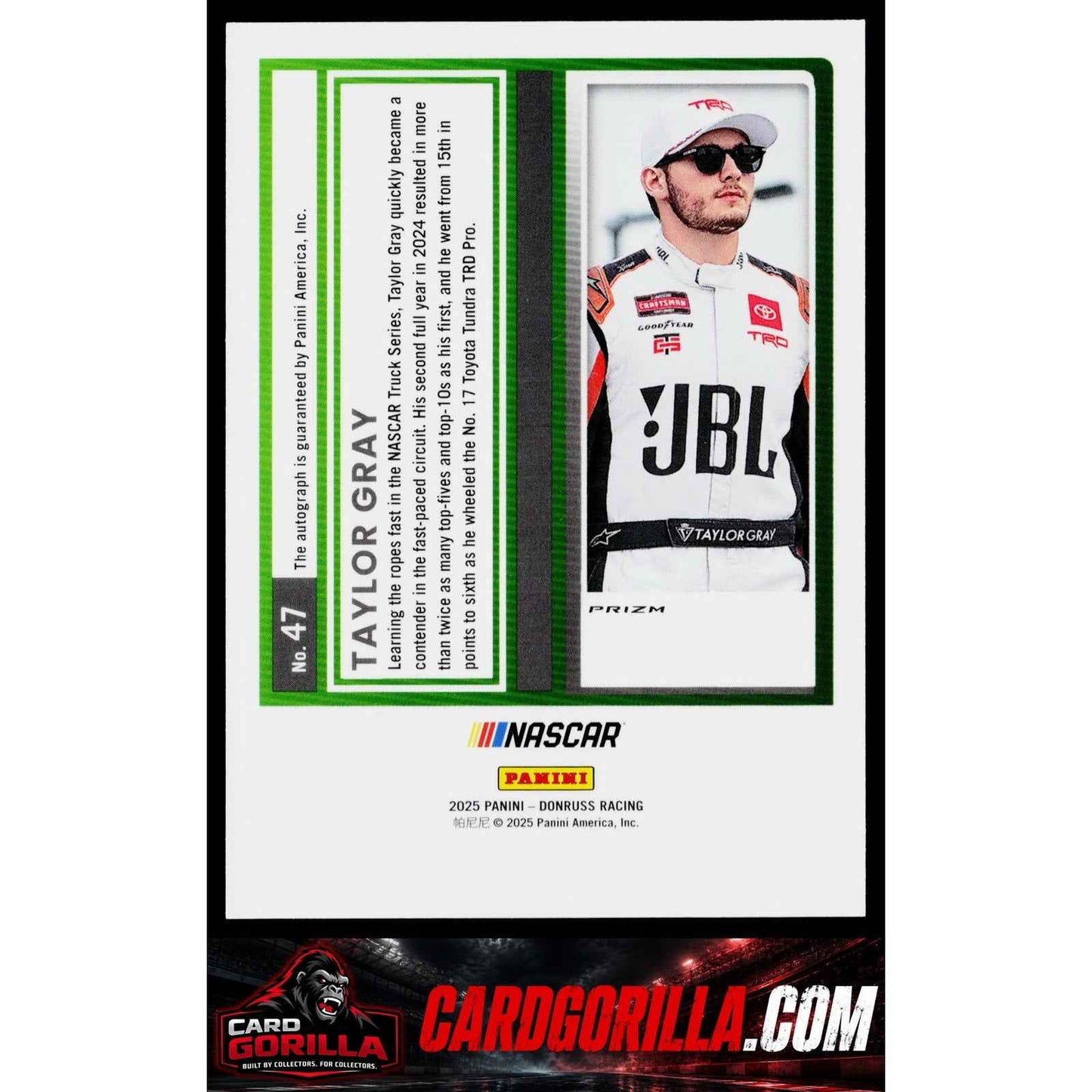 2025 Donruss #47 Taylor Gray Optic Signatures