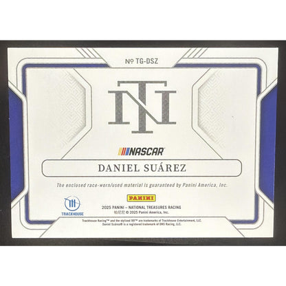 2025 Panini National Treasures Daniel Suarez #8 Track Gear Blue /75