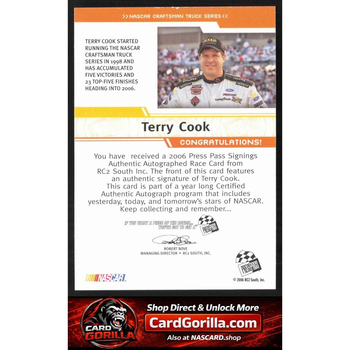 2006 Press Pass #NNO Terry Cook Signings
