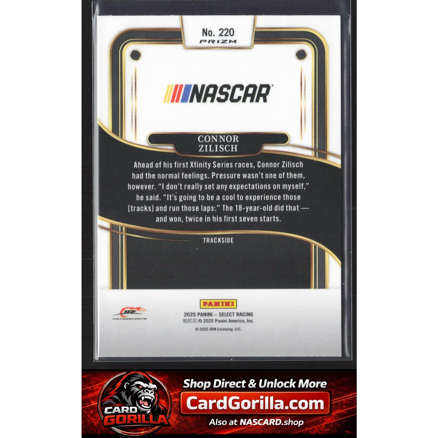 2025 Panini Select #220 Connor Zilisch Silver NASCAR Logo RC