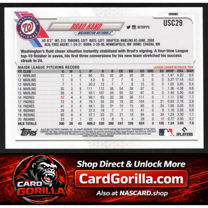 2021 Topps Chrome Update #USC29 Brad Hand Purple Refractor