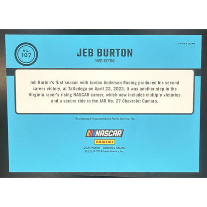 2024 Panini Donruss Jeb Burton #107 Optic Signatures Retro 91 Auto