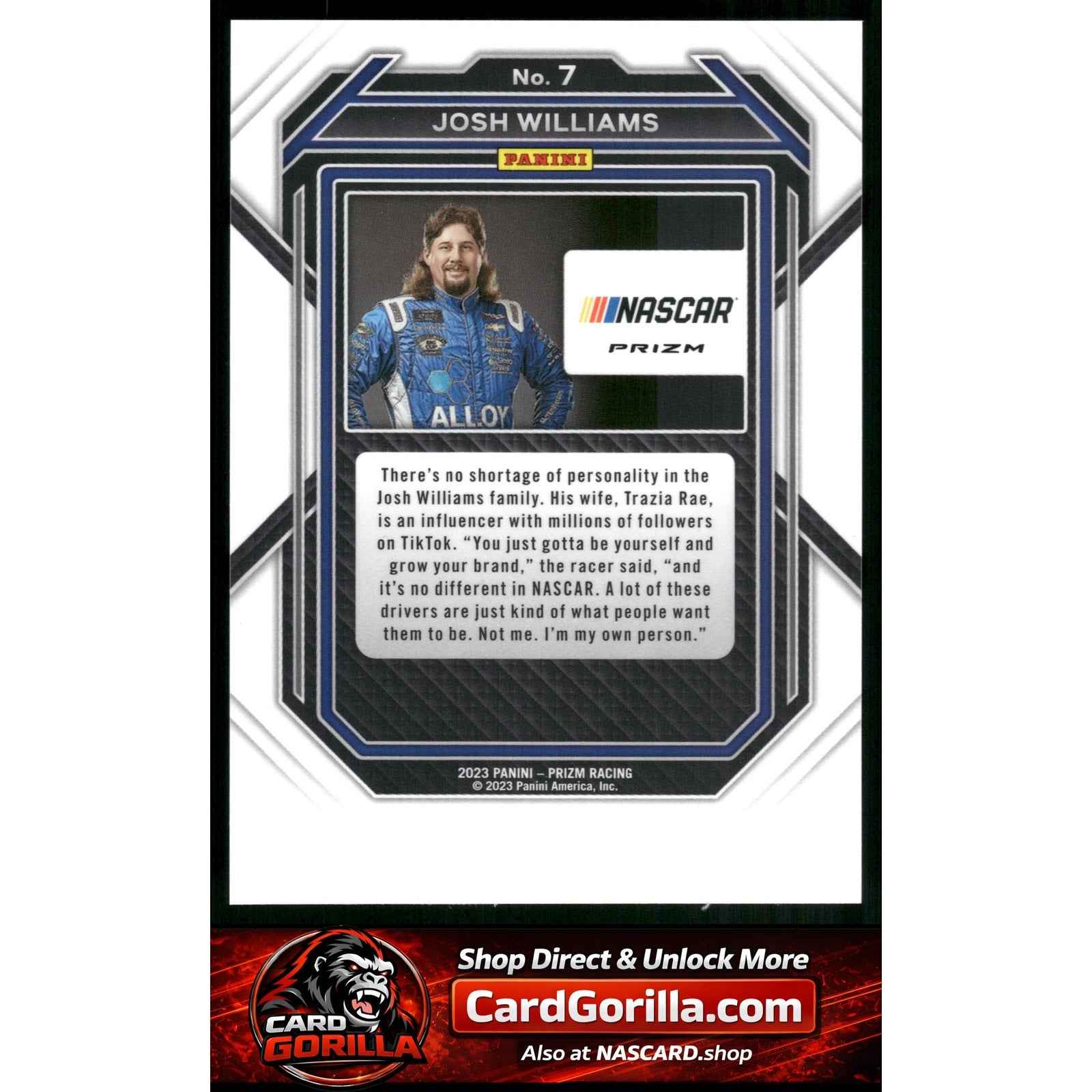 2023 Panini Prizm #7 Josh Williams White Sparkle Prizm