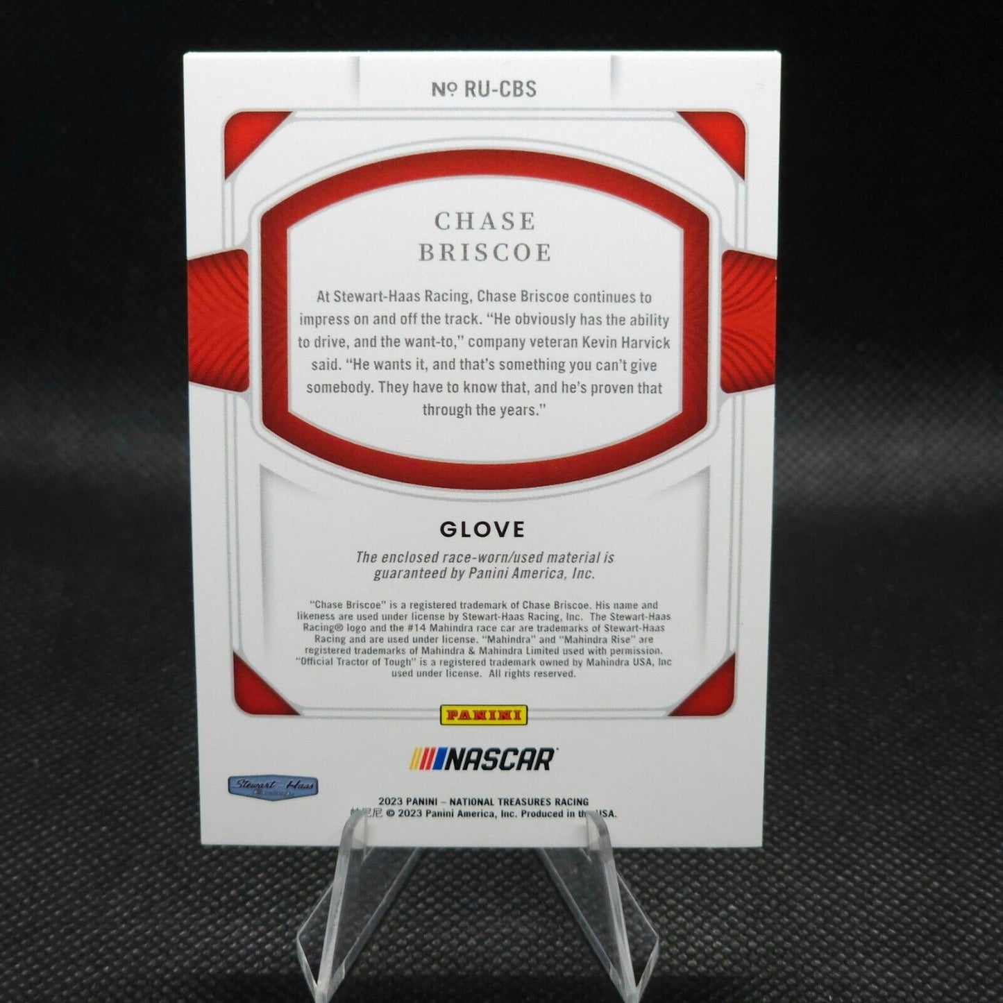 2023 Panini National Treasures Race Used Glove #RU-CBS Chase Briscoe 06/25 - NASCARD.shop