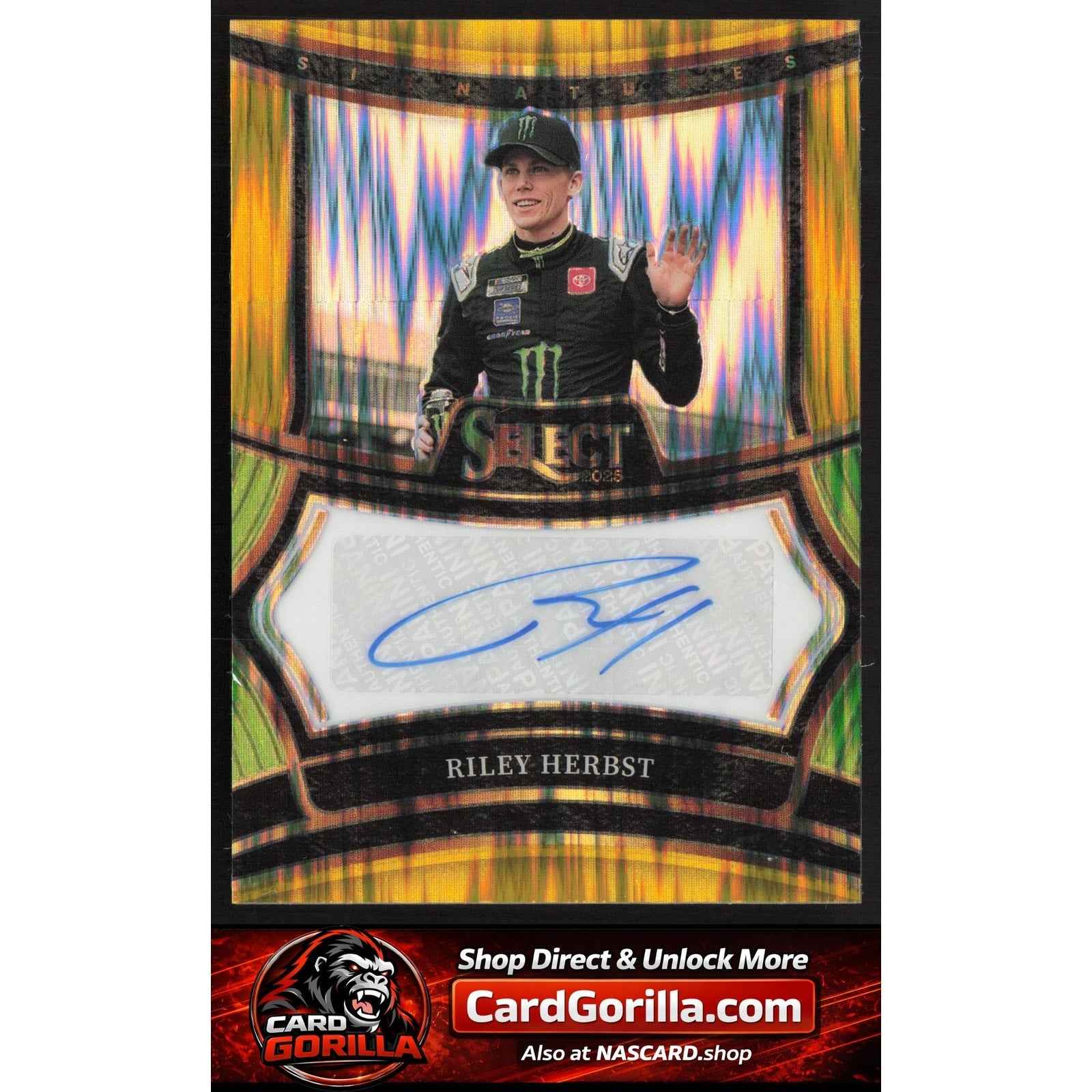 2025 Panini Select #S-RHT Riley Herbst Signatures Gold Flash Prizms #/10