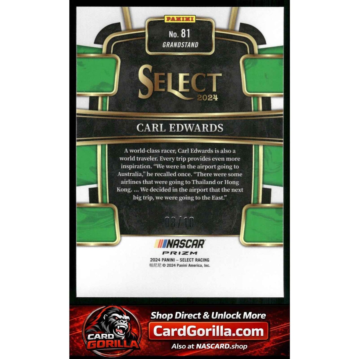 2024 Panini Select #81 Carl Edwards Gold Prizms #/10