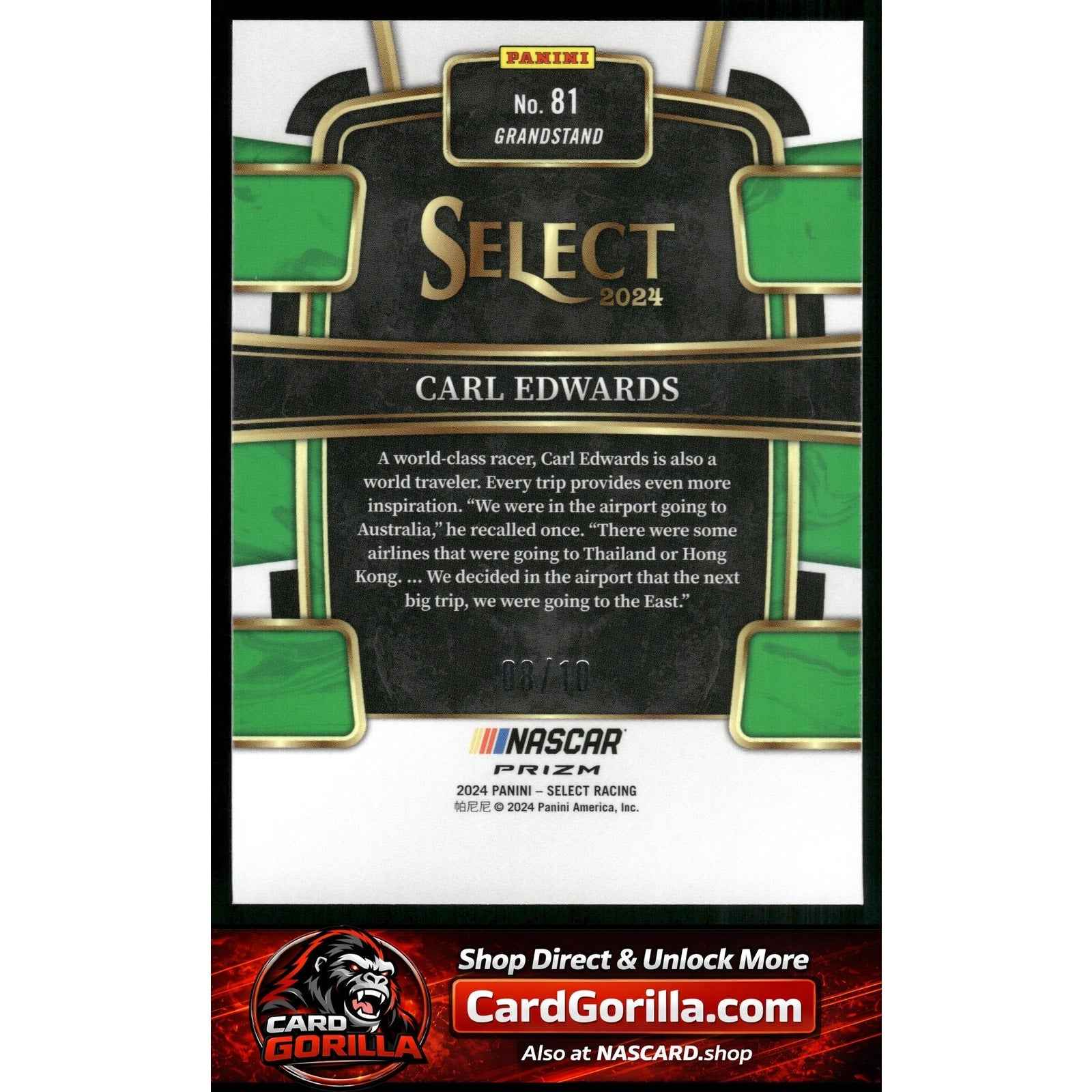 2024 Panini Select #81 Carl Edwards Gold Prizms #/10