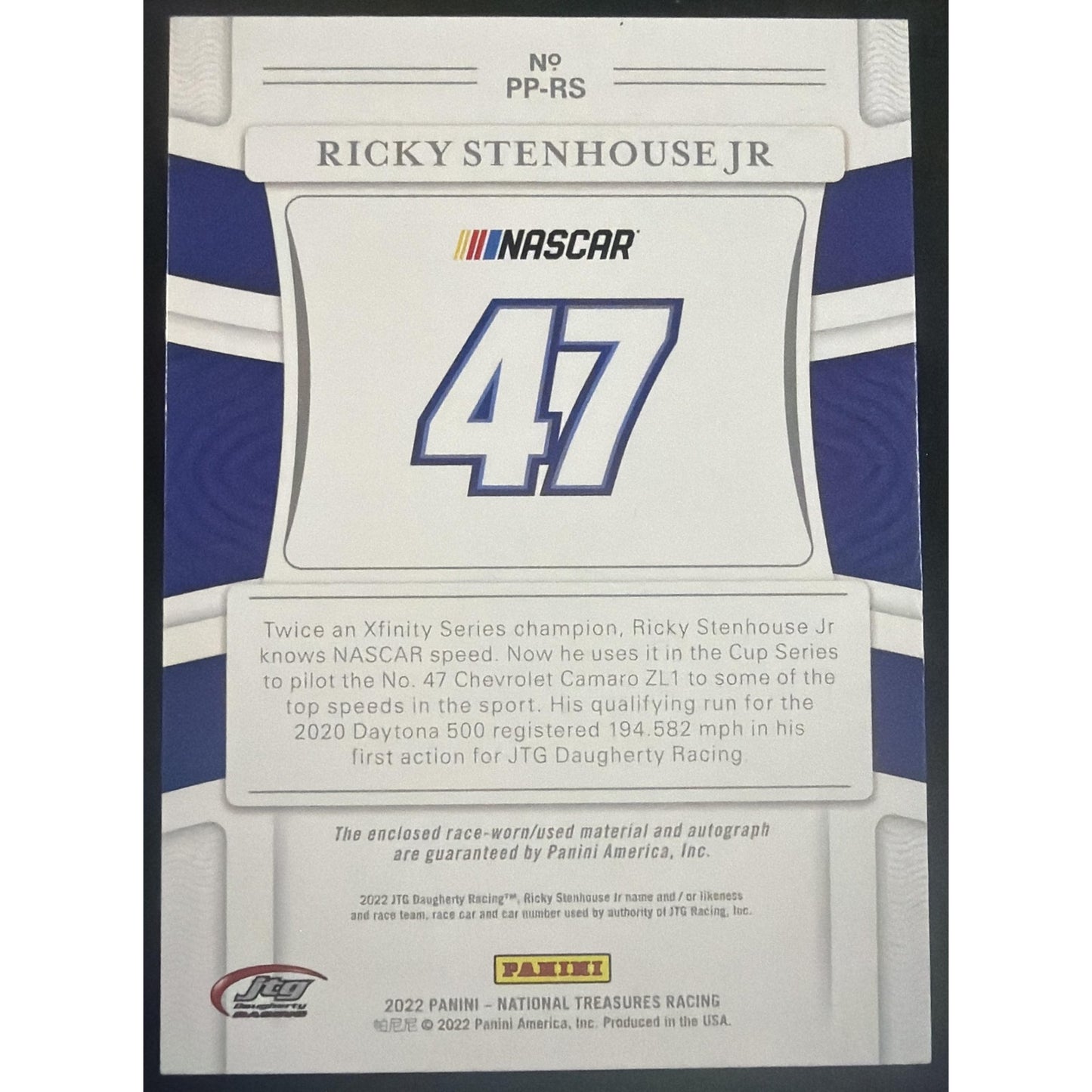 2022 Panini National Treasures Ricky Stenhouse Jr. Premium Patches /5