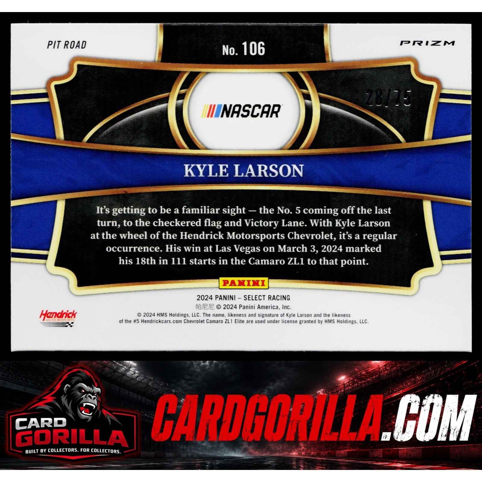 2024 Panini Select #106 Kyle Larson Purple Prizms #/75