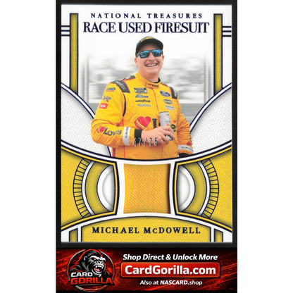 2024 Panini National Treasures Michael McDowell Race Used Firesuit Blue #/75