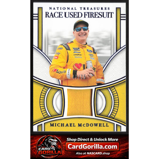 2024 Panini National Treasures Michael McDowell Race Used Firesuit Blue #/75