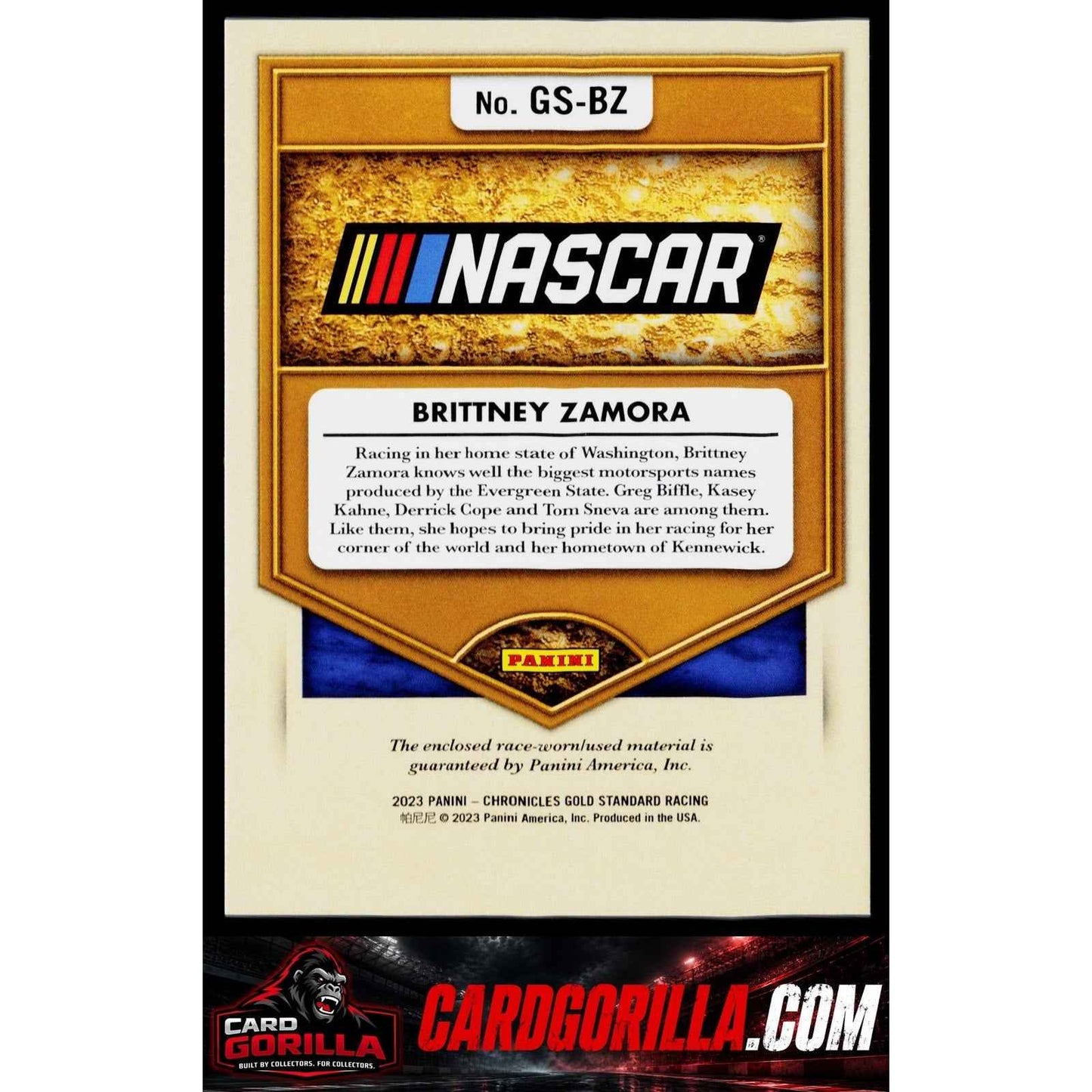 2023 Panini Chronicles Brittney Zamora Gold Standard Newly Minted Memorabilia