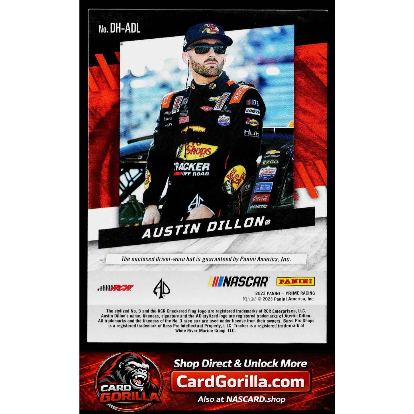 2023 Panini Prime #DH-ADL Austin Dillon Driver Hats #/25