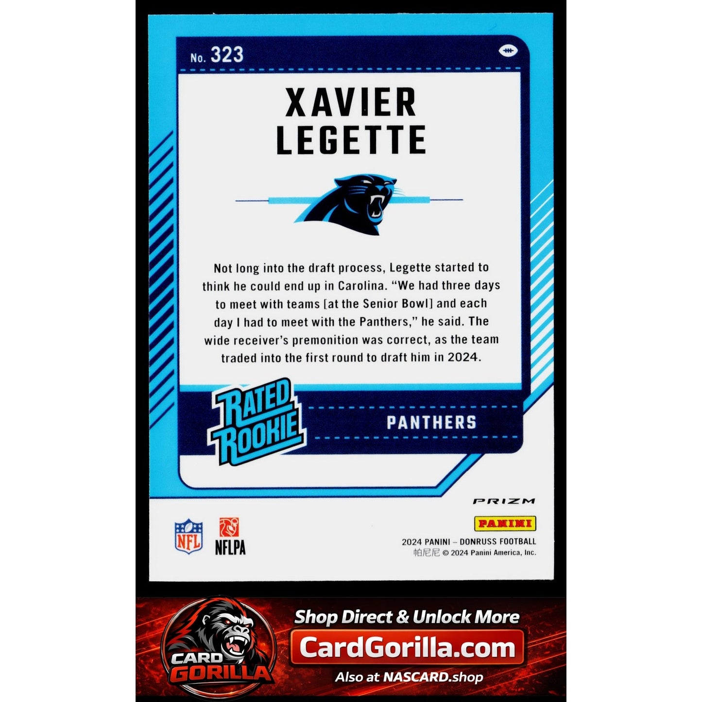 2024 Donruss #323 Xavier Legette Optic Rated Rookies Preview Red and Green