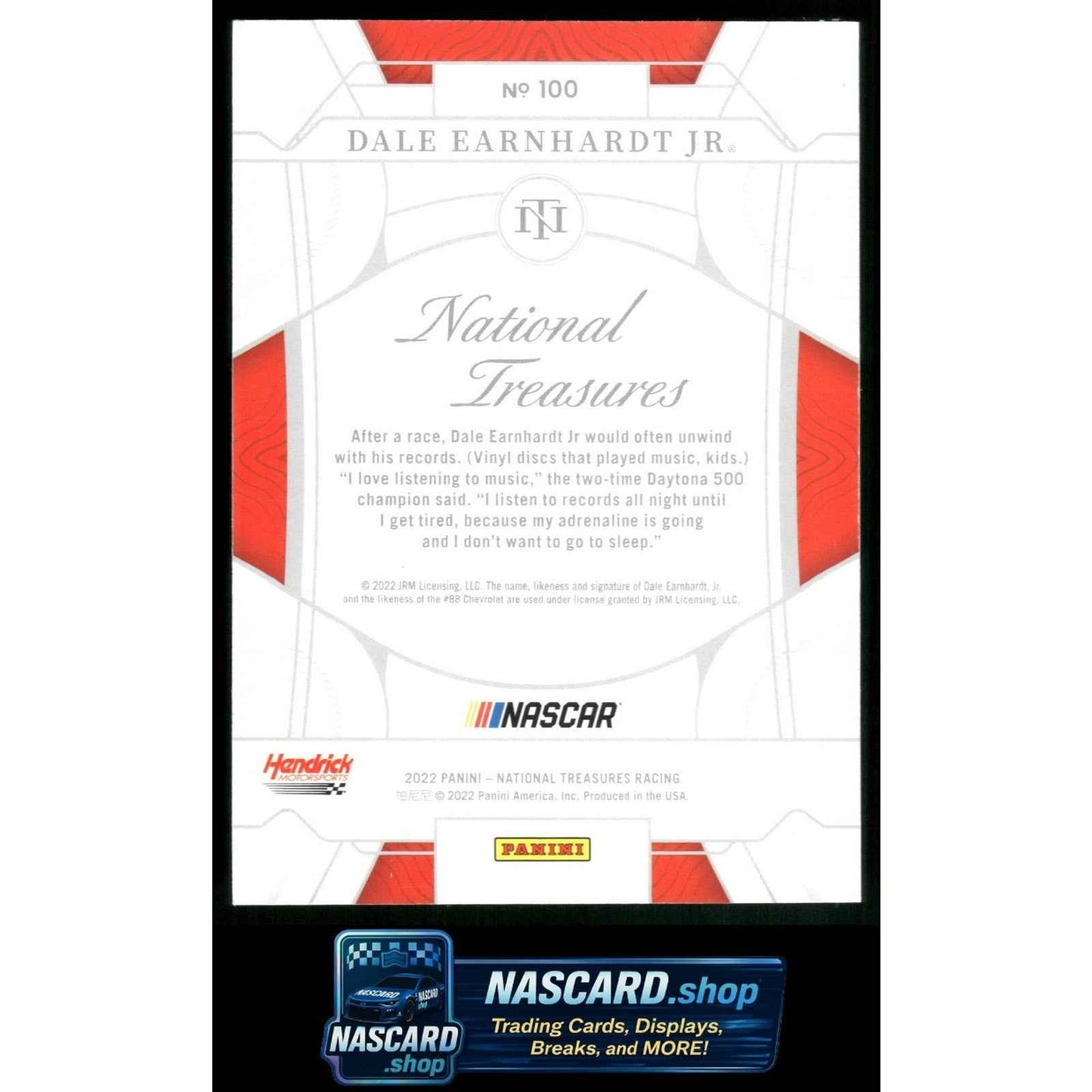 2022 Panini National Treasures #100 Dale Earnhardt Jr Holo Gold #01/10