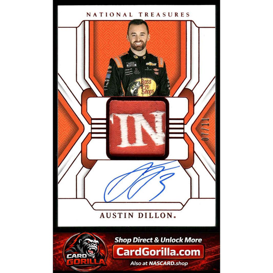 2025 Panini National Treasures #PP-ADN Austin Dillon Premium Patches Red #/11