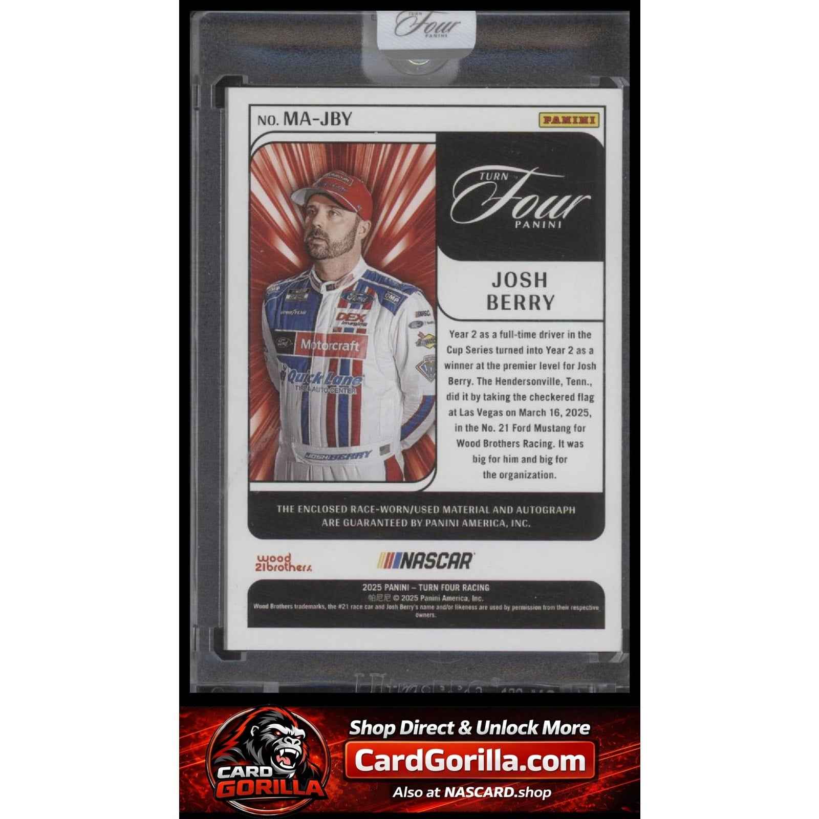 2025 Panini Turn Four #MA-JBY Josh Berry Memorabilia Autographs Holo Silver #/75