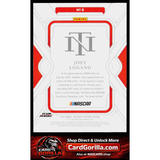 2025 Panini National Treasures #8 Joey Logano Holo Silver #/25