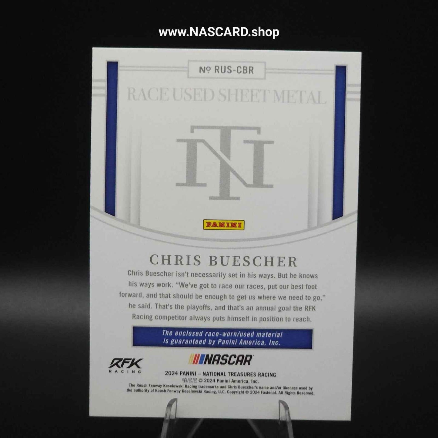 2024 Panini National Treasures Race Used Sheet Metal Chris Buescher /99 - NASCARD.shop