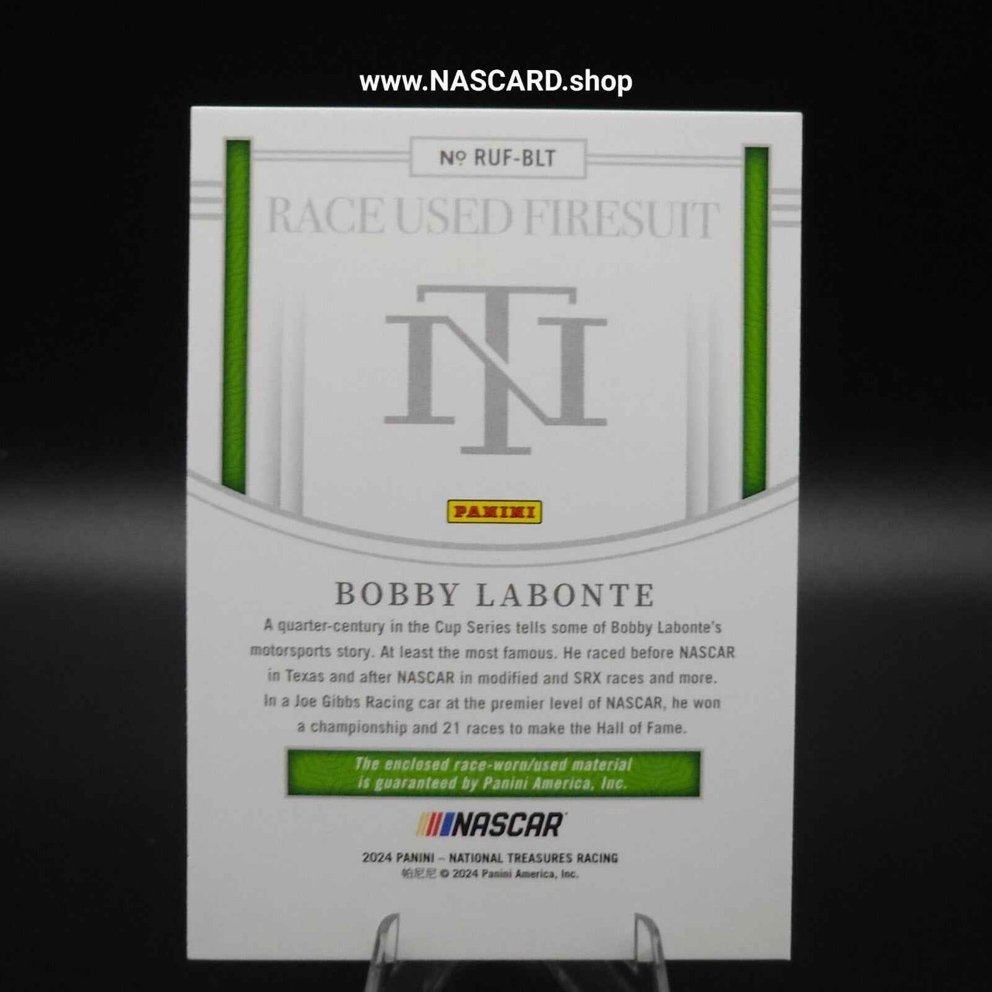 2024 National Treasures Race Used Firesuit Holo Silver Bobby Labonte 01/25 - NASCARD.shop