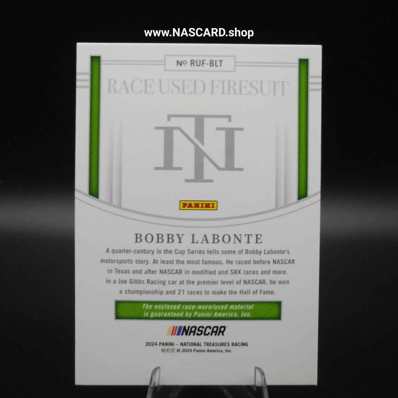 2024 National Treasures Race Used Firesuit Holo Silver Bobby Labonte 01/25 - NASCARD.shop