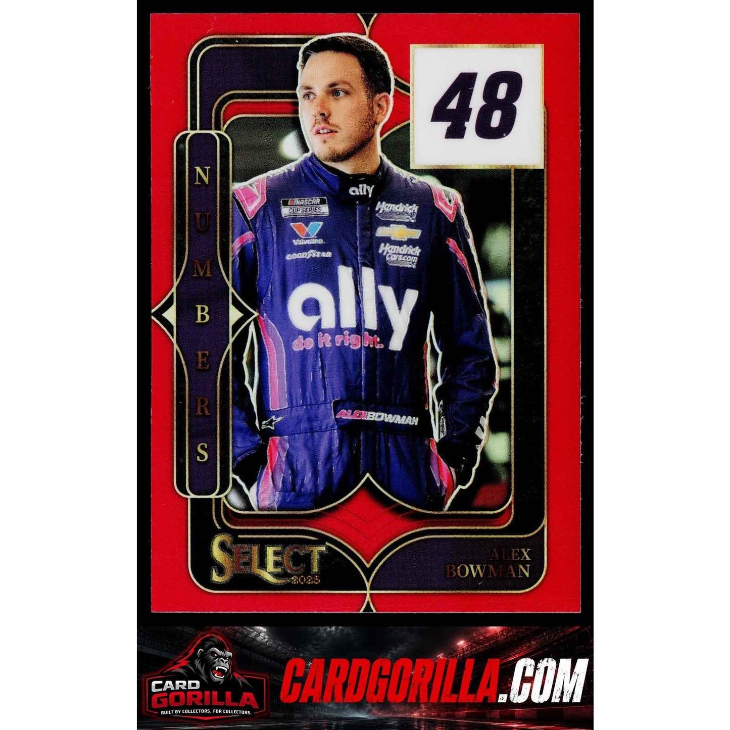 2025 Panini Select #28 Alex Bowman Select Numbers Red Prizms #/99