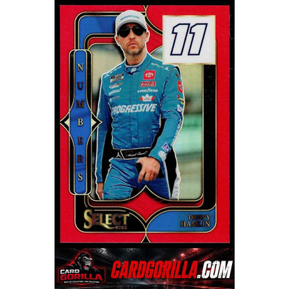 2025 Panini Select #27 Denny Hamlin Select Numbers Red Prizms #/99