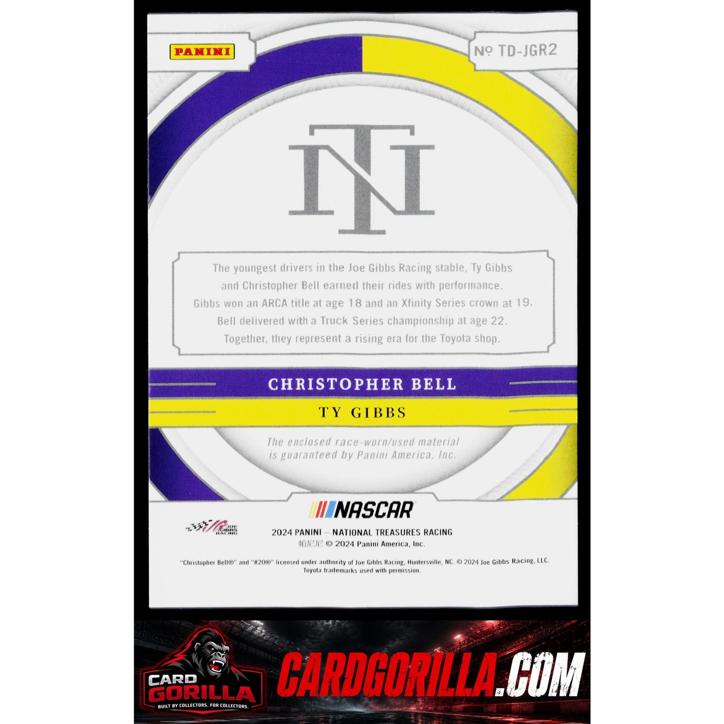 2024 National Treasures Christopher Bell Ty Gibbs Team Duals #/99