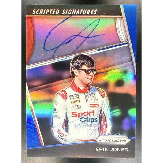 2018 Panini Prizm Erik Jones #SS-EJ Scripted Signatures Red White and Blue /25