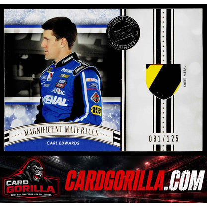 2012 Press Pass Fanfare #MM-CE Carl Edwards Magnificent Materials Gold #/125
