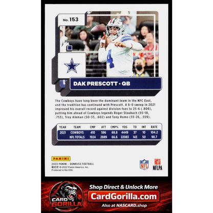 2022 Donruss #153 Dak Prescott Yellow Press Proof