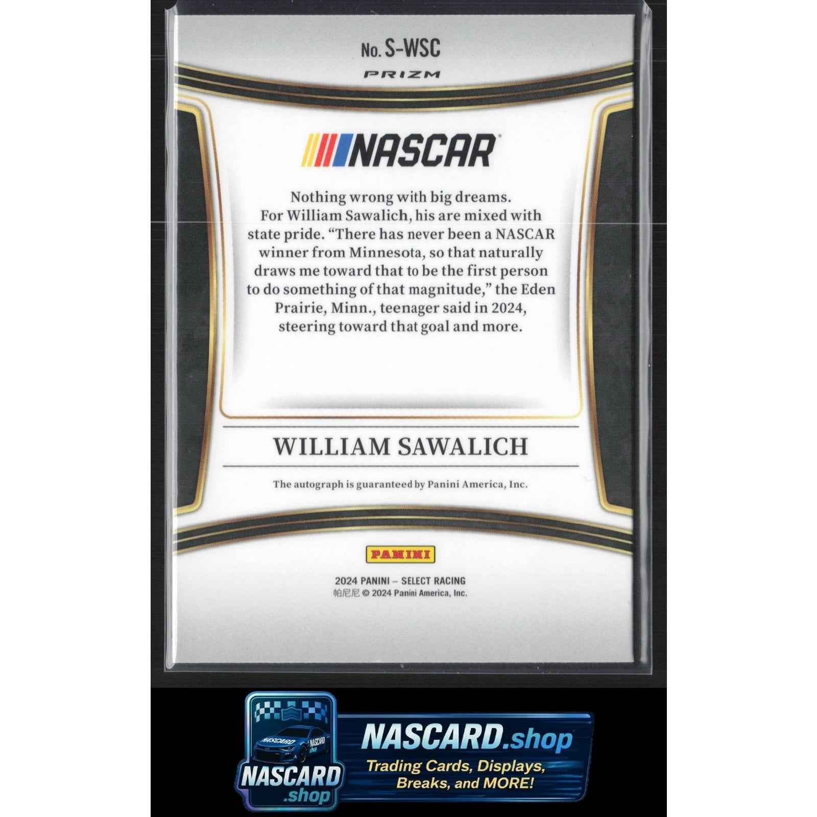 2024 Panini Select #S-WSC William Sawalich Signatures RC