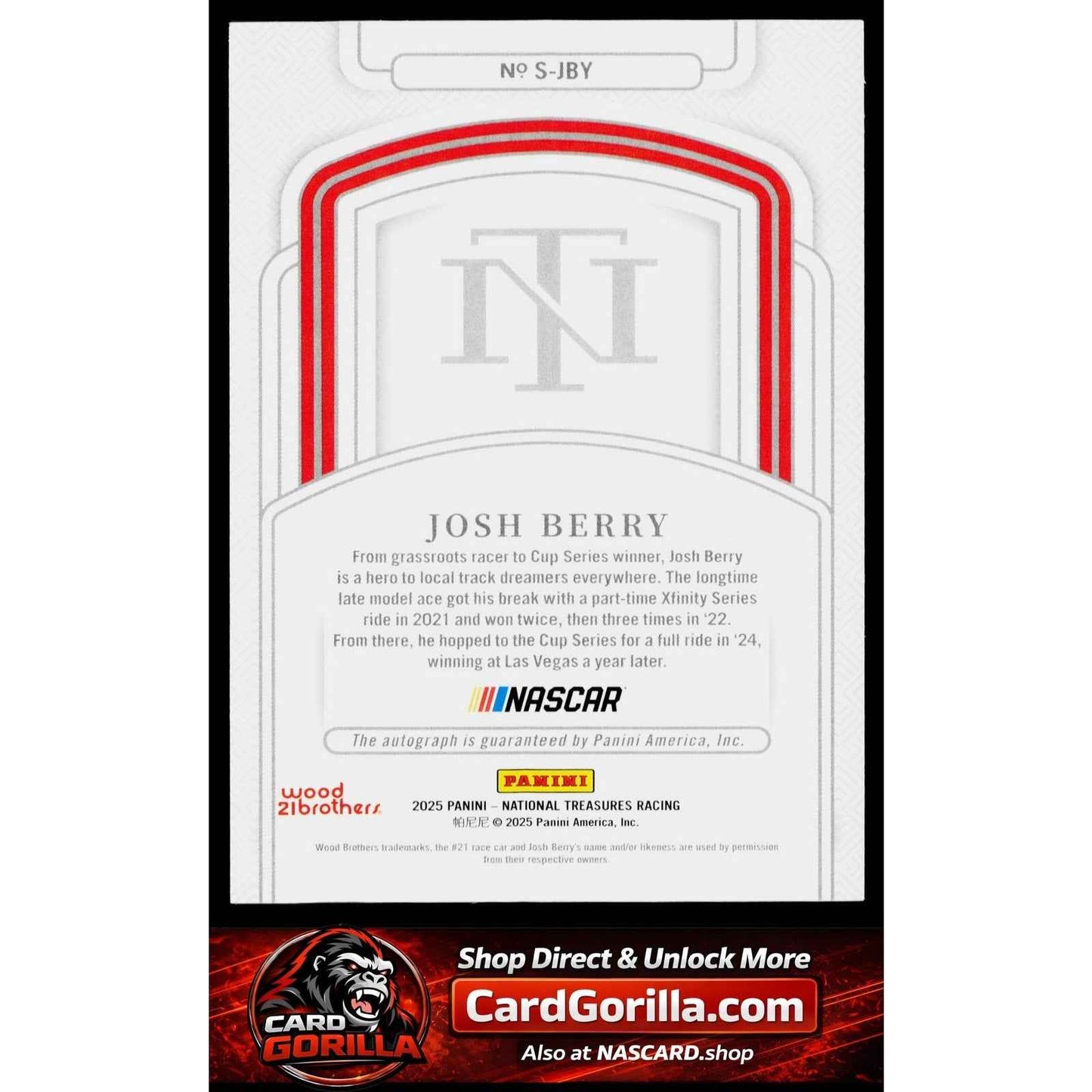 2025 Panini National Treasures #S-JBY Josh Berry Signatures #/99