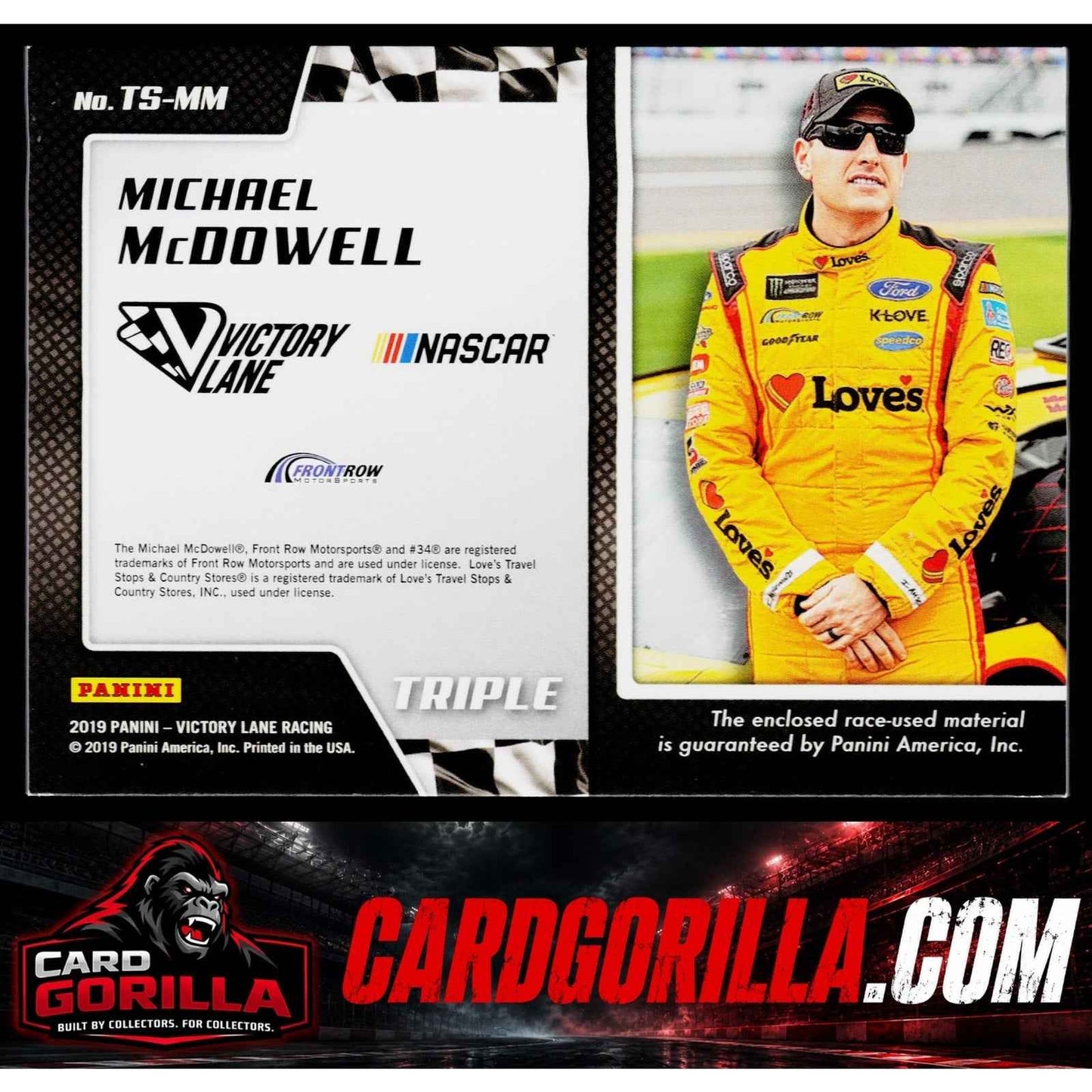 2019 Panini Victory Lane #TS-MM Michael McDowell Triple Swatches