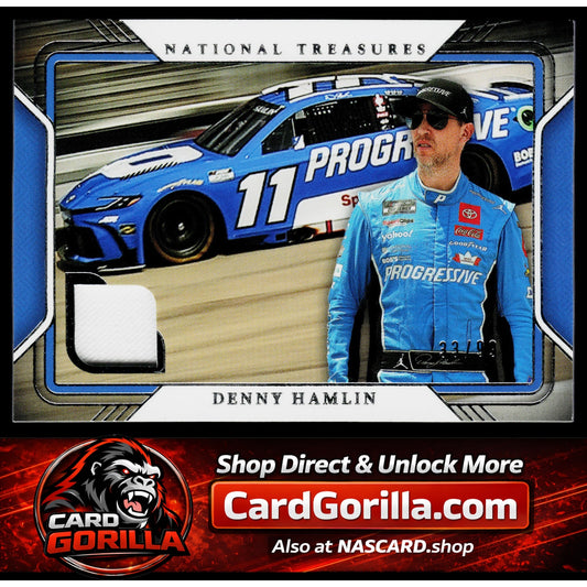 2025 Panini National Treasures #TG-DHN Denny Hamlin Track Gear #/99