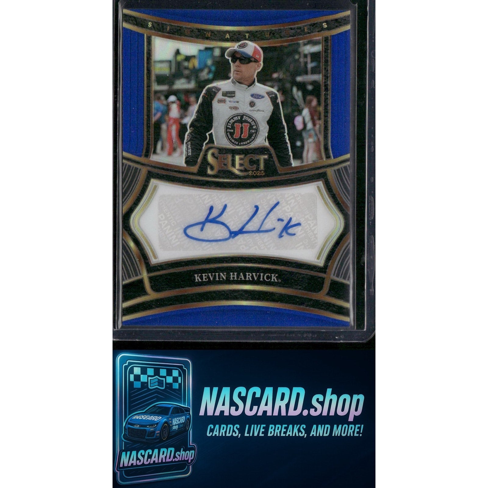 2025 Select Racing #S-KHK Kevin Harvick Signatures Blue Prizms #/99 - Card Gorilla