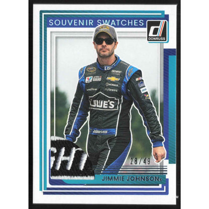 2025 Donruss #SV-JJN Jimmie Johnson Souvenir Swatches Blue #/49