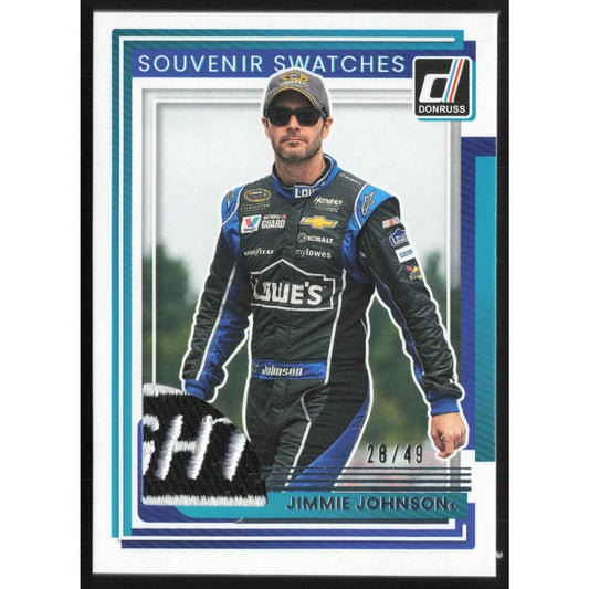 2025 Donruss #SV-JJN Jimmie Johnson Souvenir Swatches Blue #/49