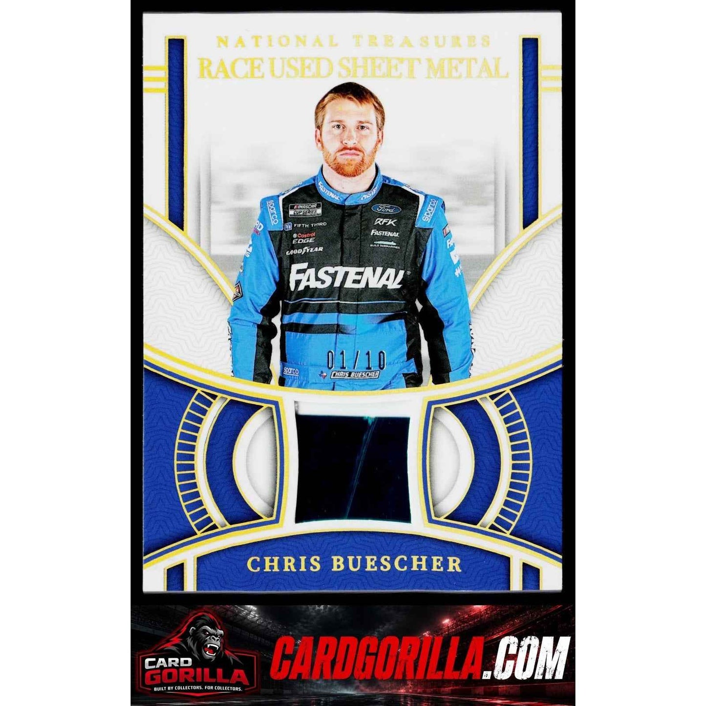 2024 National Treasures Chris Buescher Race Used Sheet Metal Holo Gold #/10